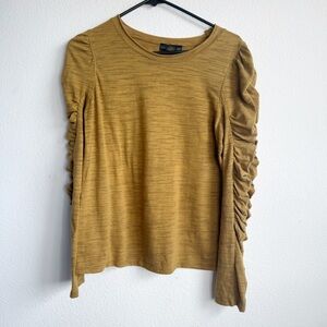 House of Harlow 1960 boho ruffle long sleeve mustard tan shirt large